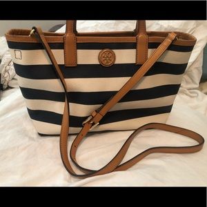TORY BURCH KERRINGTON STRIPED MINI SHOPPER
